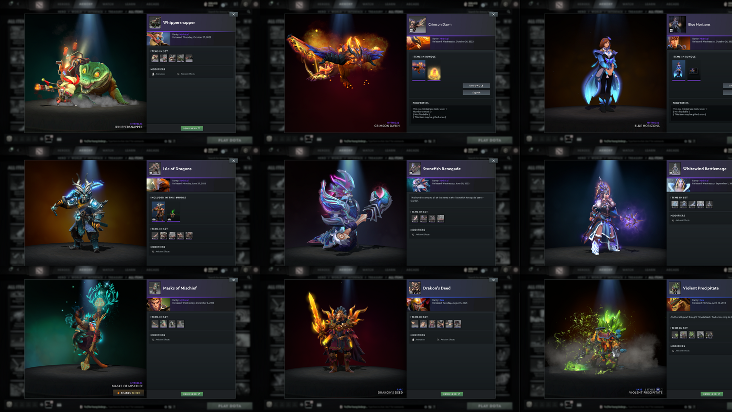 Battlepass: TI11 | Arcanas: Faceless Void (LVL 2), Razor, Shadow Fiend, Phantom Assassin, Zeus, Juggernaut | ALL 6 Personas | Fully Stacked with Expensive Cache Sets