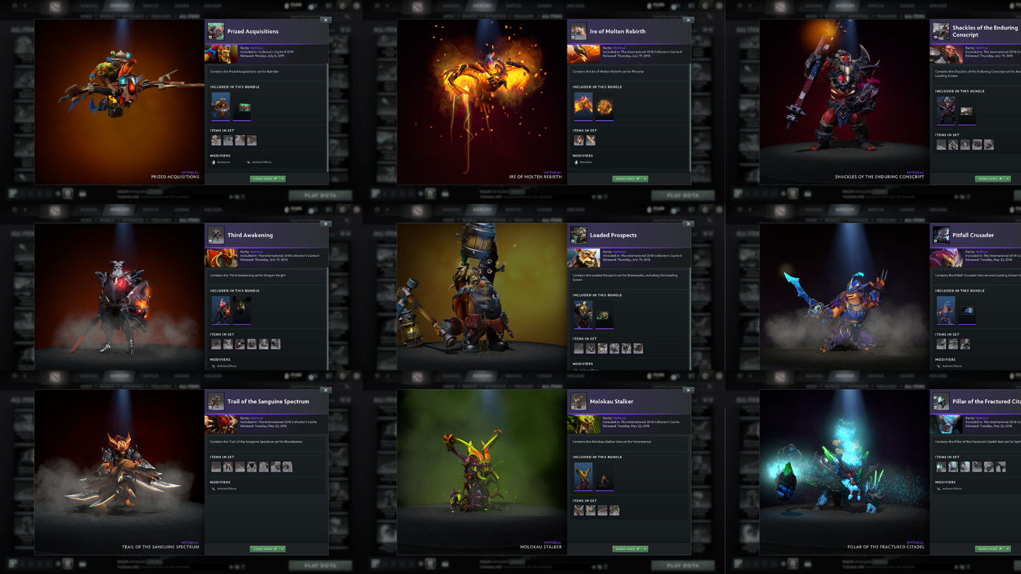 BATTLEPASS: TI8, TI9, TI10, TI11, NEMESTICE, AGHANIM - SEE DESCRIPTION! - DROW, ES, WK, QOP, WR, SPECTRE ARCANAS + LION'S GREEN HAND, AXE & TINY PRESTIGE | CACHES WORTH $1000+ | ALL PERSONAS | TERRAINS | SPECIAL COLLECTOR'S ACCOUNT