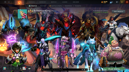 Legend II | Behavior Score: 11762 | Incomplete TI11 | 4 Arcanas: LC, 2x SF, TB | 7 Personas: CM, Pudge, Invo, Mirana, PA, AM, Primal | 56 Immortals | Stacked Account | Many Items | Mainpool | Trophy Level 80 | Full Access | Dota Plus Subscription Included