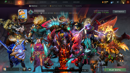 Crusader I | Behavior Score: 11084 | SF Arcana | Dota PLUS + 67 Immortals | Golden Immortals Inside | Full Access | Loaded Inventory | Mainpool Account | Trophy Level 60+