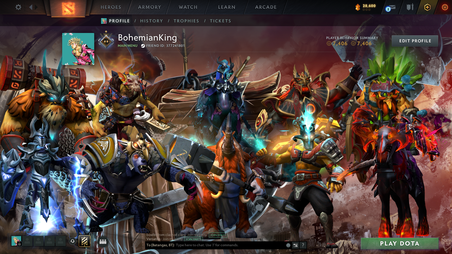 Guardian I | Behavior Score: 7406 | Phantom Assassin Arcana | Some Immortals Inside | Mainpool Account | Trophy Level 38 | 800 Hours | Full Access | Perfect to Smurf | Quick Que