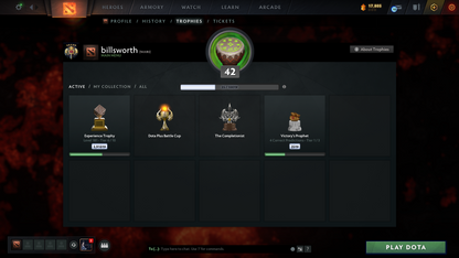 Legend V | Behavior Score: 9340 | 2 Arcanas: Sf and Jugg | Many Immortals | Mainpool | 42 Trophy Level | Fast Que | Full Access