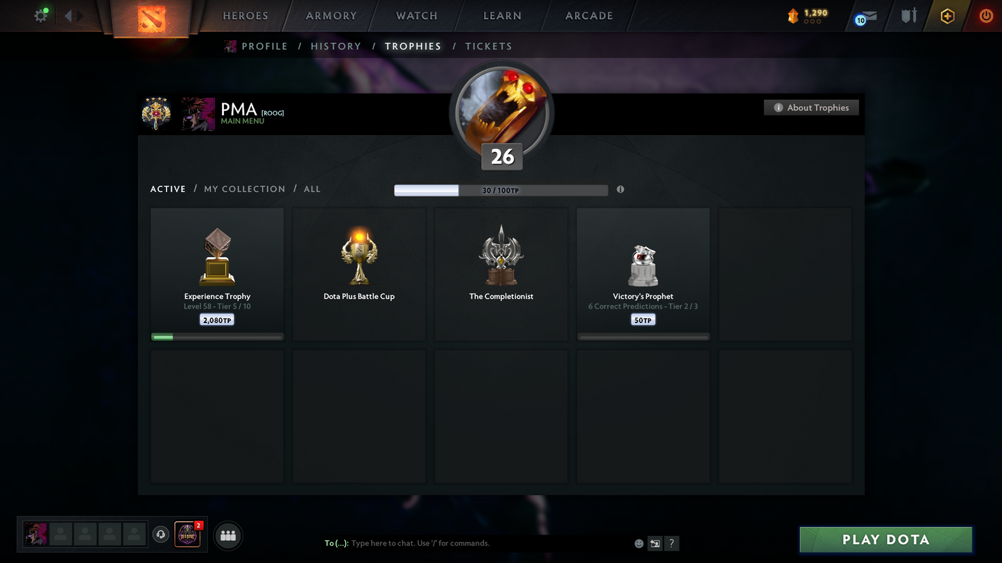 Legend IV | Behavior Score: 9009 | Antimage Persona | Decent Sets Inside | Fast Que | Trophy Level 26 | Perfect for Smurf | Full Access