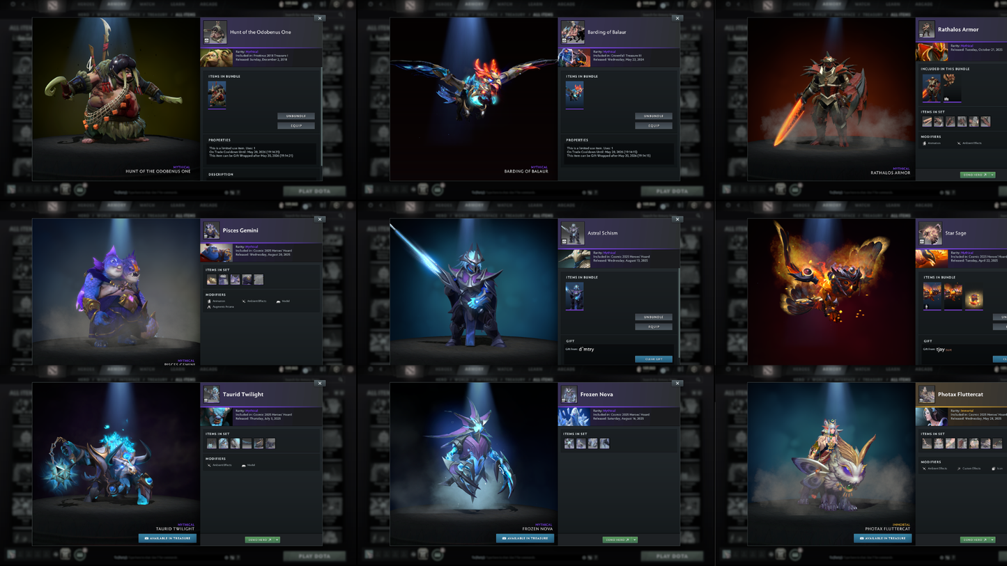 Immortal | MMR: 7582 - Behavior: 10379 | Collector's Account | 4 Arcanas - Zeus, Monkey King, Rubick, Lina | Mirana Persona | Tons of Cache Sets | Expensive Immortals | 9300+ Hours Played | Complete Access