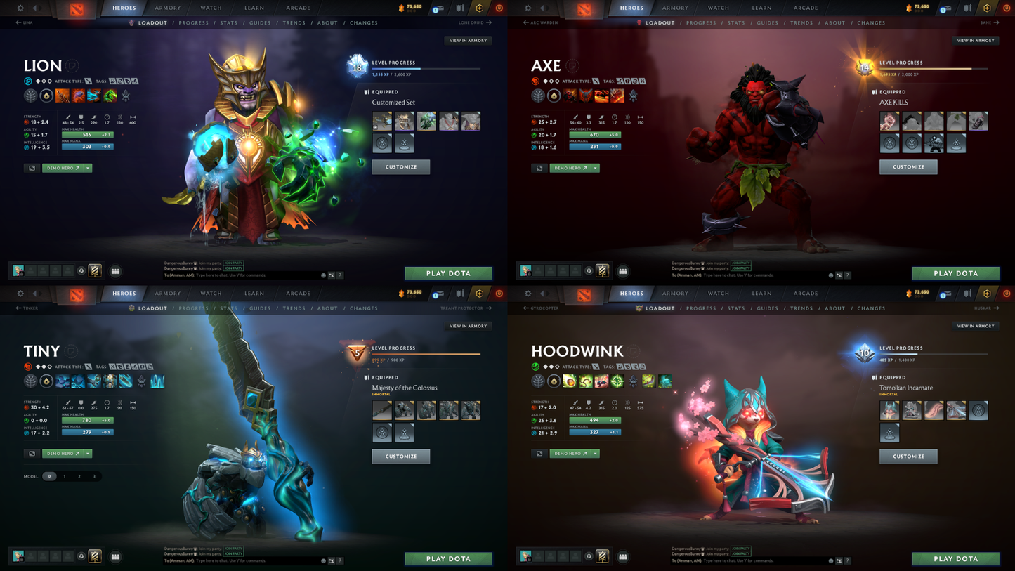 BATTLEPASS: TI8, TI9, TI10, TI11, NEMESTICE, AGHANIM - SEE DESCRIPTION! - DROW, ES, WK, QOP, WR, SPECTRE ARCANAS + LION'S GREEN HAND, AXE & TINY PRESTIGE | CACHES WORTH $1000+ | ALL PERSONAS | TERRAINS | SPECIAL COLLECTOR'S ACCOUNT