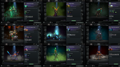 BATTLEPASS: TI8, TI9 | Earthshaker Arcana | Complete Green Immortals | Lion's Green Hand | Axe & Tiny Prestige | Invoker Persona | 2 Rare Terrains | High Value Cache Sets | Complete Access