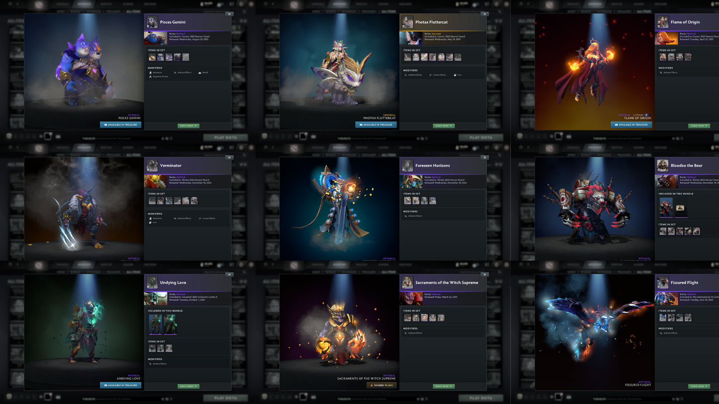Immortal | MMR: 6379 - Behavior: 12000 | Battlepass: TI8, TI9 | Earthshaker Arcana | Lion's Green Immortal | Axe & Tiny Prestige | All 5 Personas: PA, Invoker, AM, CM, Pudge | 2 Exclusive Terrains | Tons of Collector's Cache and Items