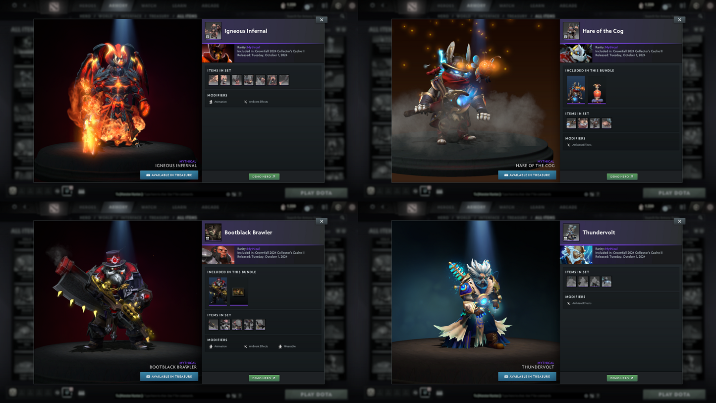 Legend I | MMR: 3119 | Behavior Score: 11497 | x316 MMR DD TOKENS | 3 Arcanas: Monkey King, Juggernaut, Terrorblade | 4 Latest Personas: PA, AM, Invoker, CM | Latest Cache Sets | Mainpool | Trophy Level: 205 | Full Access