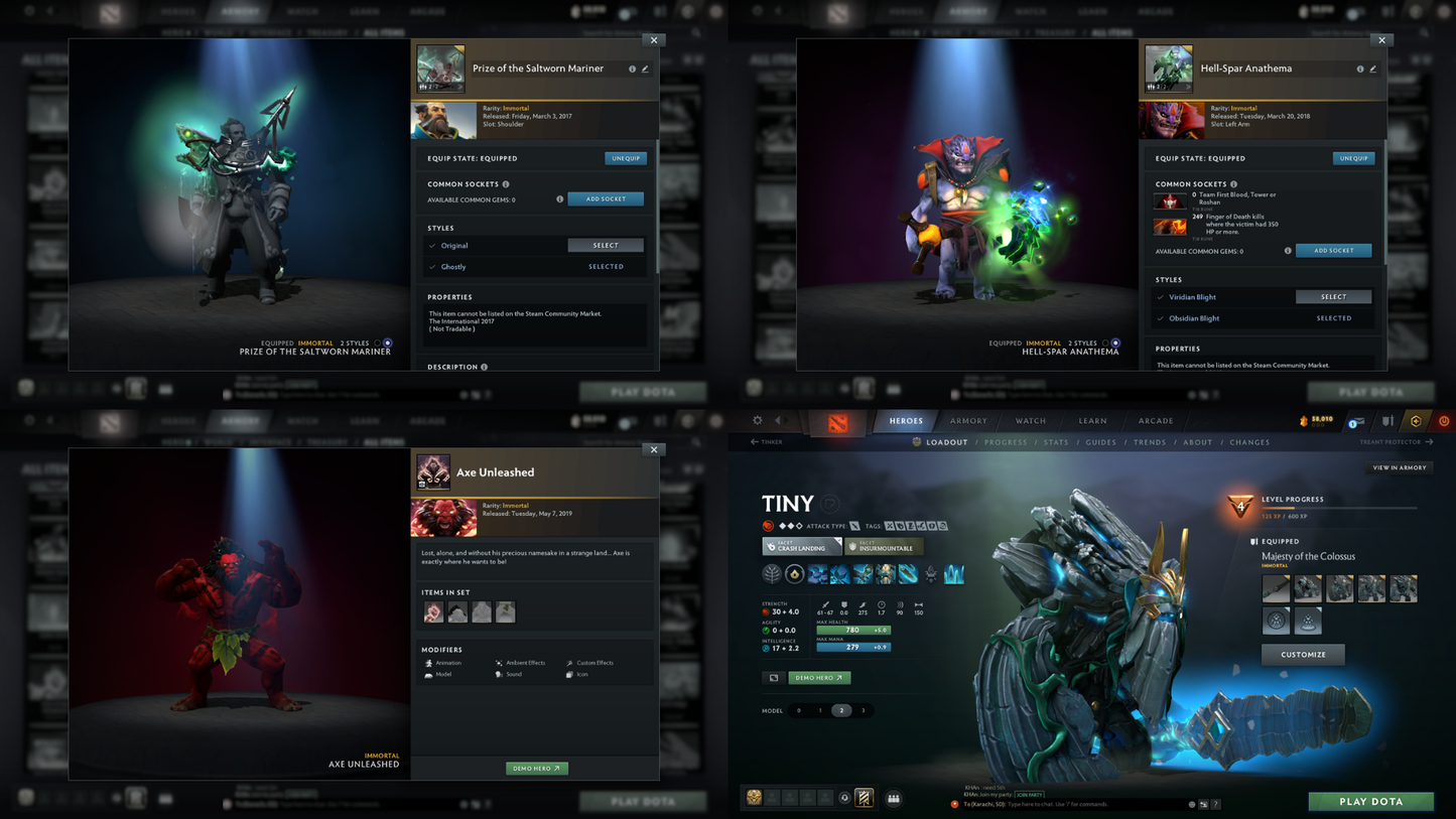 Archon II | MMR: 2433 - Behavior: 12000 | Battlepass: TI7, TI8, TI9, TI11 | 11,264 Hours Played | Arcanas: Earthshaker, IO, Razor, Void | 6 Arcanas In Total | 4 Latest Personas | 4 Exclusive Terrains | Tons of Collector's Cache and Items