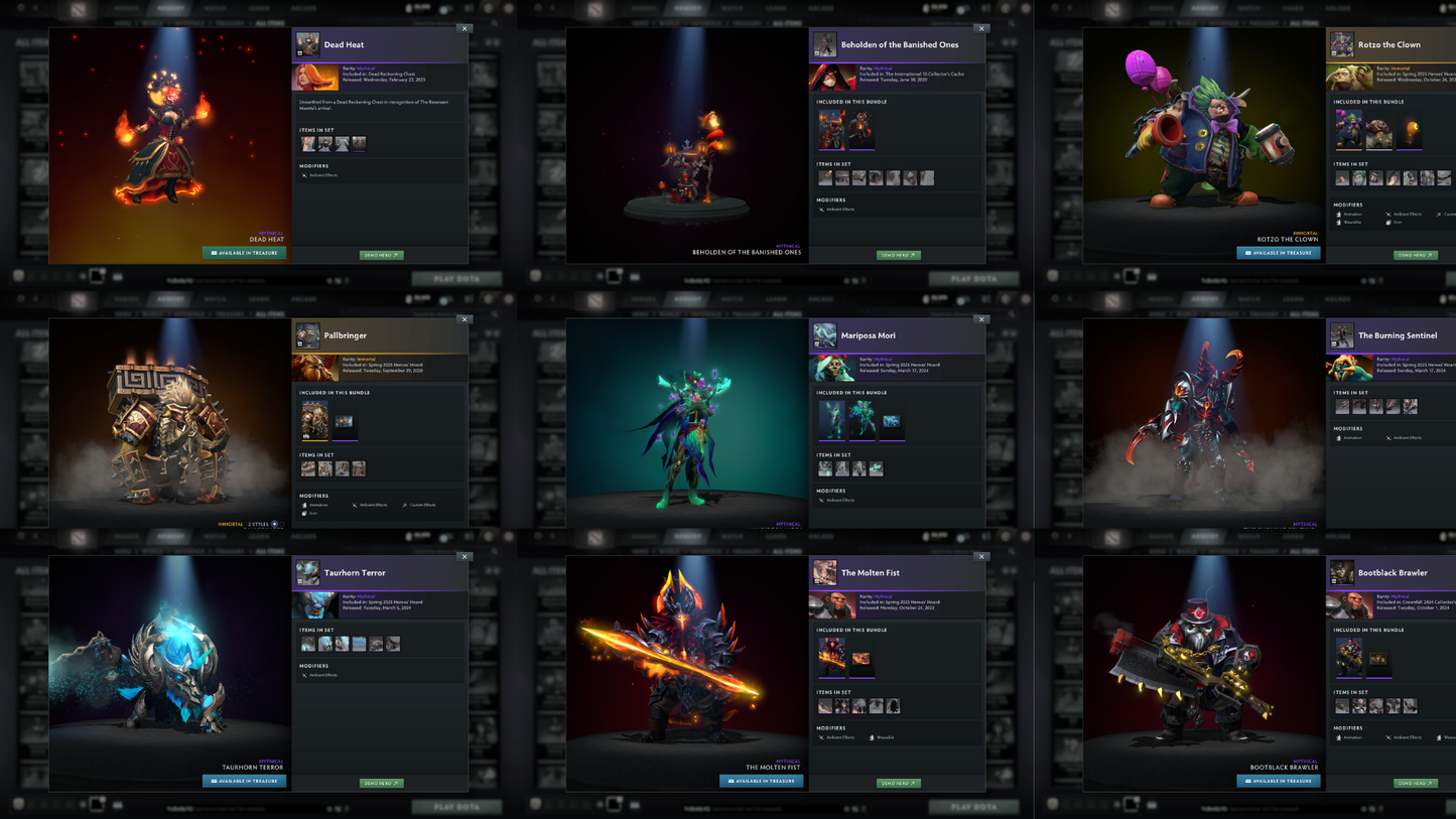 Immortal | MMR: 6379 - Behavior: 12000 | Battlepass: TI8, TI9 | Earthshaker Arcana | Lion's Green Immortal | Axe & Tiny Prestige | All 5 Personas: PA, Invoker, AM, CM, Pudge | 2 Exclusive Terrains | Tons of Collector's Cache and Items