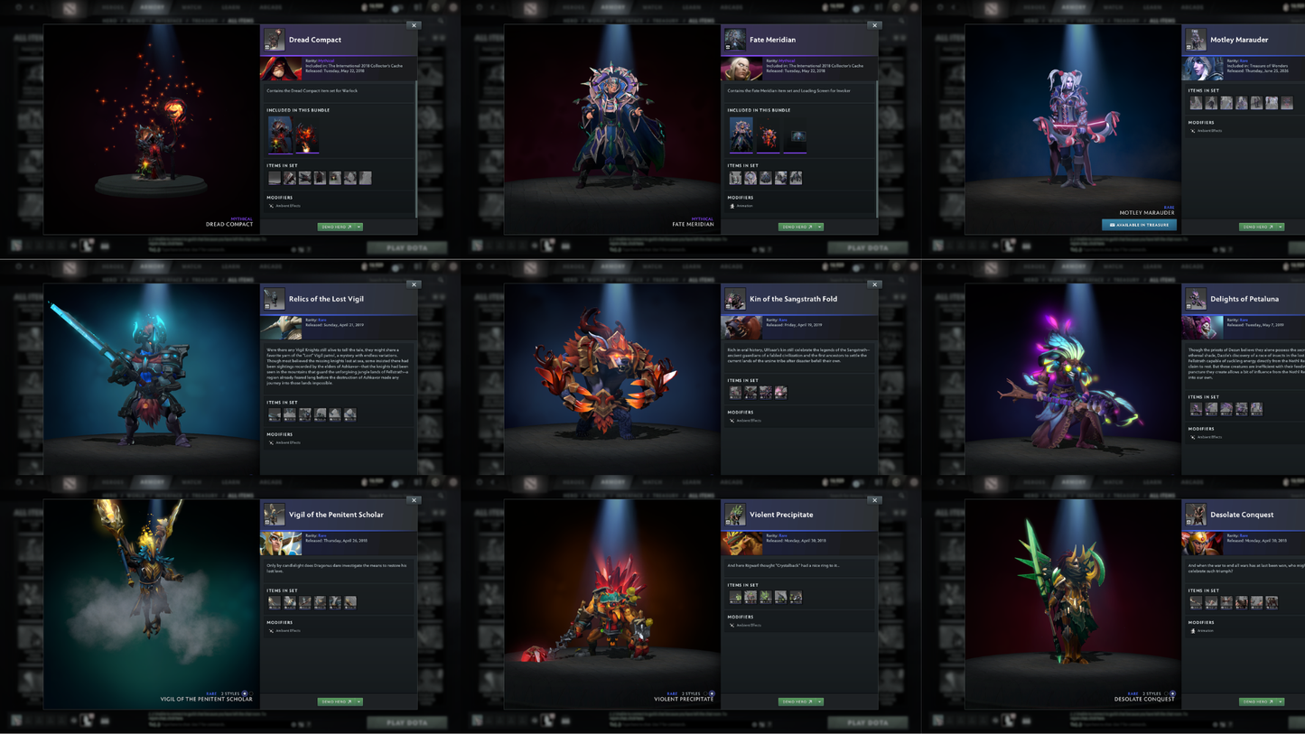 BATTLEPASS: TI8, TI9 | Earthshaker Arcana | Complete Green Immortals | Lion's Green Hand | Axe & Tiny Prestige | Invoker Persona | 2 Rare Terrains | High Value Cache Sets | Complete Access