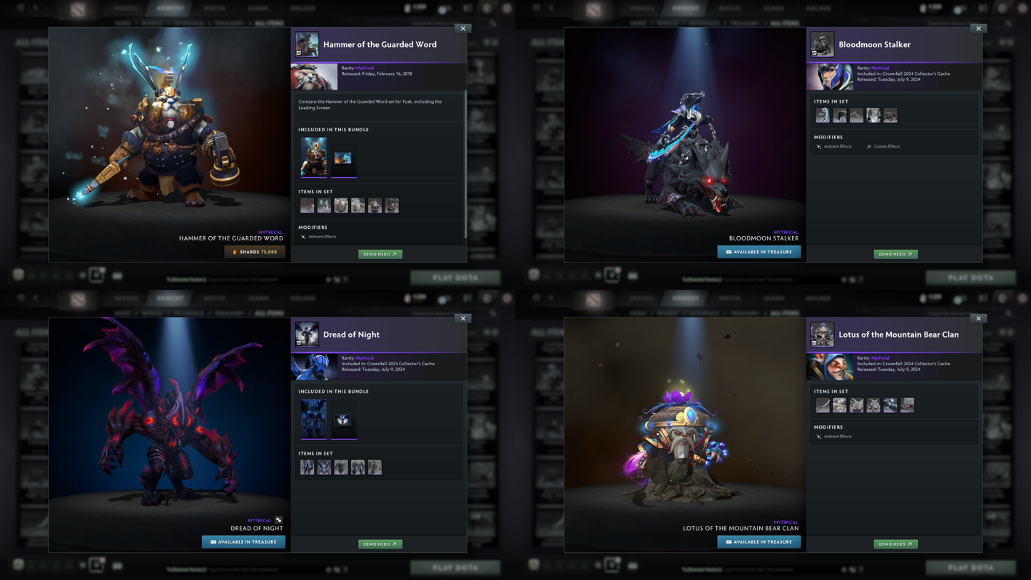 Legend I | MMR: 3119 | Behavior Score: 11497 | x316 MMR DD TOKENS | 3 Arcanas: Monkey King, Juggernaut, Terrorblade | 4 Latest Personas: PA, AM, Invoker, CM | Latest Cache Sets | Mainpool | Trophy Level: 205 | Full Access