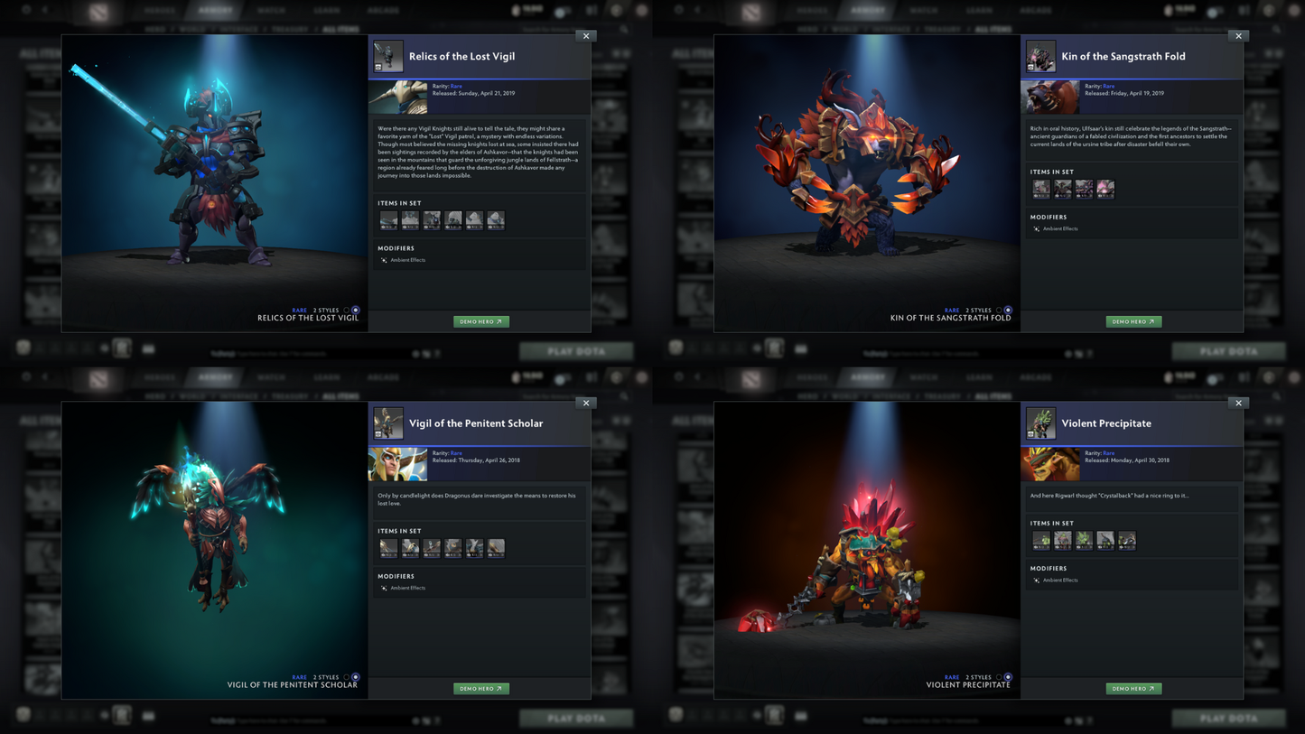 Archon I | MMR: 2322 - Behavior: 9550 | Battlepass: TI7, TI8, TI9 | Arcanas: Earthshaker, IO, Shadow Fiend | TI8 Green Immortals including Rare Lion's Hand | 3 Exclusive Terrains | Tons of Collector's Cache and Items