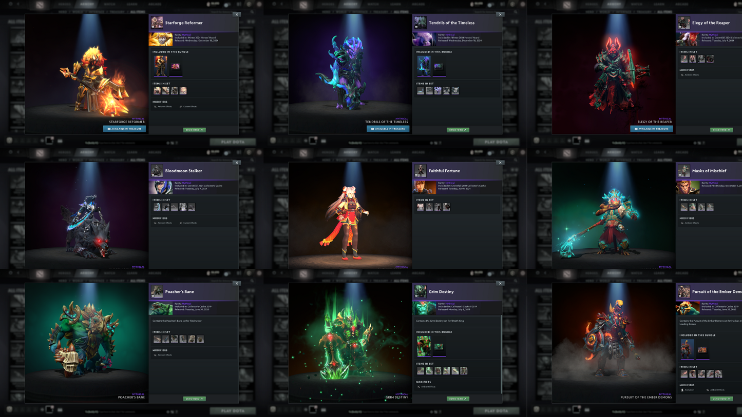 Immortal | MMR: 6379 - Behavior: 12000 | Battlepass: TI8, TI9 | Earthshaker Arcana | Lion's Green Immortal | Axe & Tiny Prestige | All 5 Personas: PA, Invoker, AM, CM, Pudge | 2 Exclusive Terrains | Tons of Collector's Cache and Items