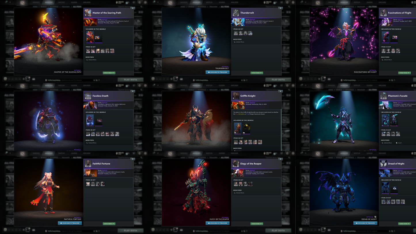 Battlepass: TI11 | Arcanas: Faceless Void (LVL 2), Razor, Shadow Fiend, Phantom Assassin, Zeus, Juggernaut | ALL 6 Personas | Fully Stacked with Expensive Cache Sets