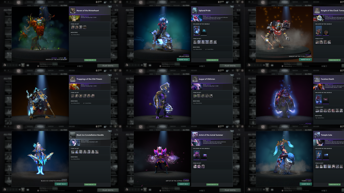 Battlepass: Aghanims, TI9 | Drow Ranger, Earthshaker, Jugg & CM Arcana | 4 Personas: Invoker, CM, AM & Mirana | Axe, Tiny & Hoodwink Prestige | Tons of Cache Sets & Items | Fully Stacked Account | 7700+ Hours Played | Complete Access