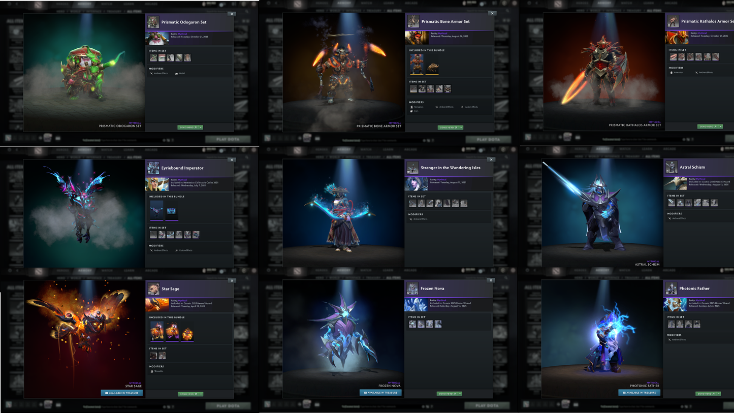 BATTLEPASS: TI8, TI9, TI10, TI11, NEMESTICE - SPECIAL COLLECTOR'S ACCOUNT - 12 ARCANAS: SPEC, ES, WK, QOP, WR, VOID, RAZOR, PA, JUGG, RUBICK, ZEUS & LINA + LION'S GREEN HAND, DARK ARTISTRY & TINY PRESTIGE | TONS OF CACHE SETS | ALL PERSONAS | TERRAINS