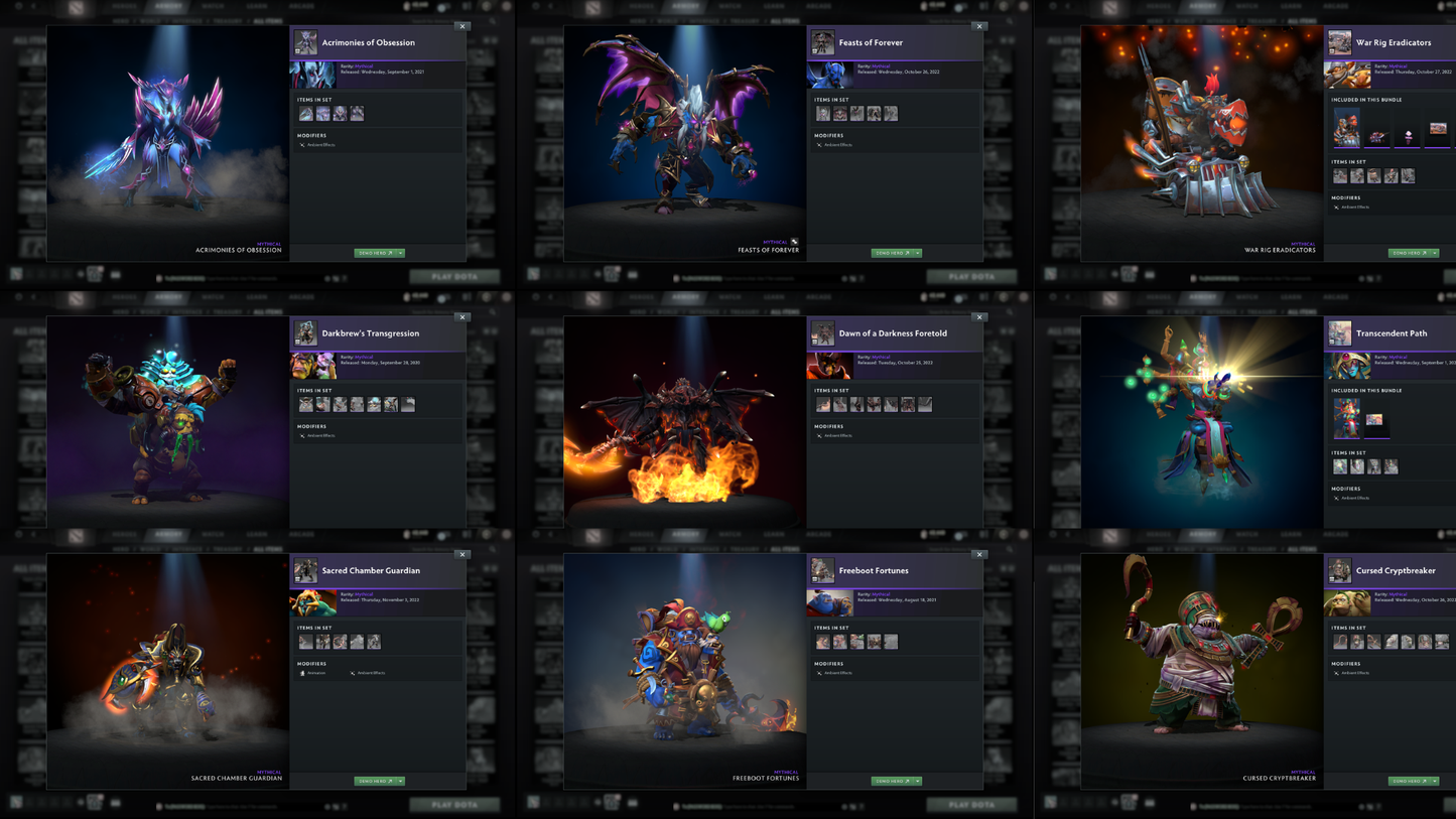 Divine I | MMR: 4740 | Battlepass: TI11 | 6 Arcanas: Razor, Zeus, Lina, Rubick, Pudge & Legion | 5 Personas: PA, CM, Invoker, AM & Mirana | Primal Prestige | Tons of Cache Sets & Items | Fully Stacked Account from 2016 | Complete Access