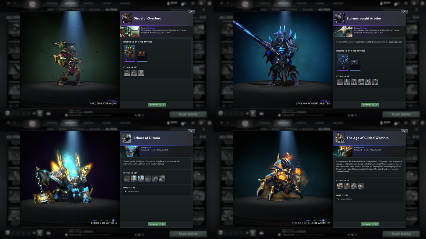 Archon II | MMR: 2433 - Behavior: 12000 | Battlepass: TI7, TI8, TI9, TI11 | 11,264 Hours Played | Arcanas: Earthshaker, IO, Razor, Void | 6 Arcanas In Total | 4 Latest Personas | 4 Exclusive Terrains | Tons of Collector's Cache and Items