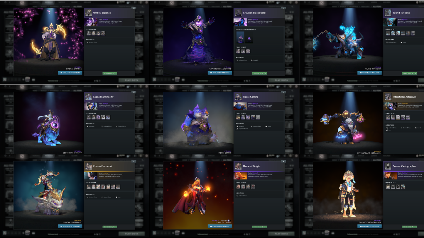 BATTLEPASS: TI8, TI9, TI10, TI11, NEMESTICE - SPECIAL COLLECTOR'S ACCOUNT - 12 ARCANAS: SPEC, ES, WK, QOP, WR, VOID, RAZOR, PA, JUGG, RUBICK, ZEUS & LINA + LION'S GREEN HAND, DARK ARTISTRY & TINY PRESTIGE | TONS OF CACHE SETS | ALL PERSONAS | TERRAINS