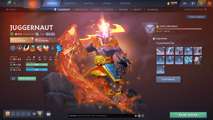 Divine I | MMR 4647 | Behavior 9551 | Hours Played 2272 | Mainpool | Juggernaut Arcana | Fully Stacked with Immortals and Sets!!