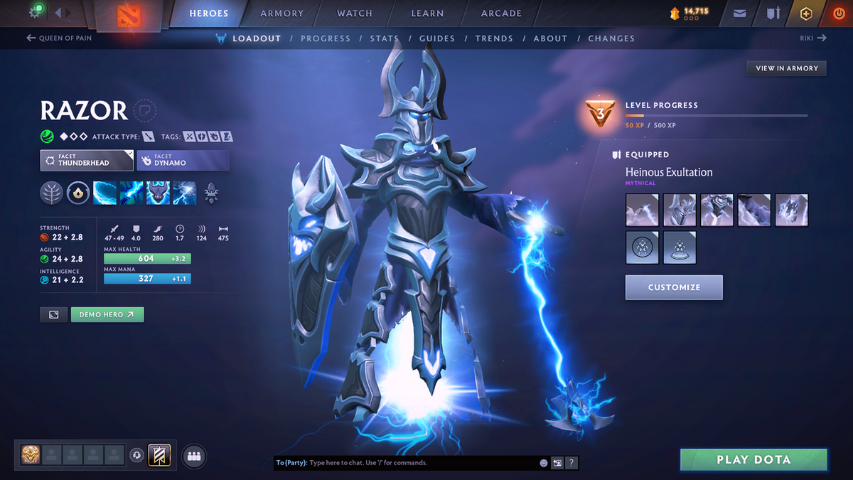 Divine I | MMR 4647 | Behavior 9551 | Hours Played 2272 | Mainpool | Juggernaut Arcana | Fully Stacked with Immortals and Sets!!