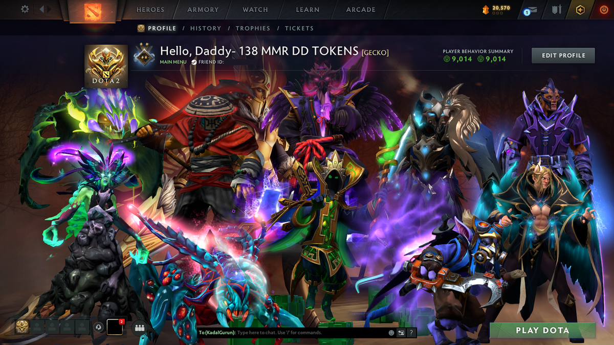 Guardian II | MMR 917 | Behavior 9014 | x138 MMR DD TOKENS | Rubick Arcana | Fully Stacked with Immortals & Exclusive Sets!!!