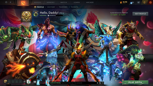 Herald IV | MMR: 344 - Behavior Score: 7651 | 5564 Hours Played | Legion Commander Arcana | Crystal Maiden Latest Persona | Recent Cache Sets | Many Immortals Inside | Mainpool | Trophy Level: 241 | Full Access