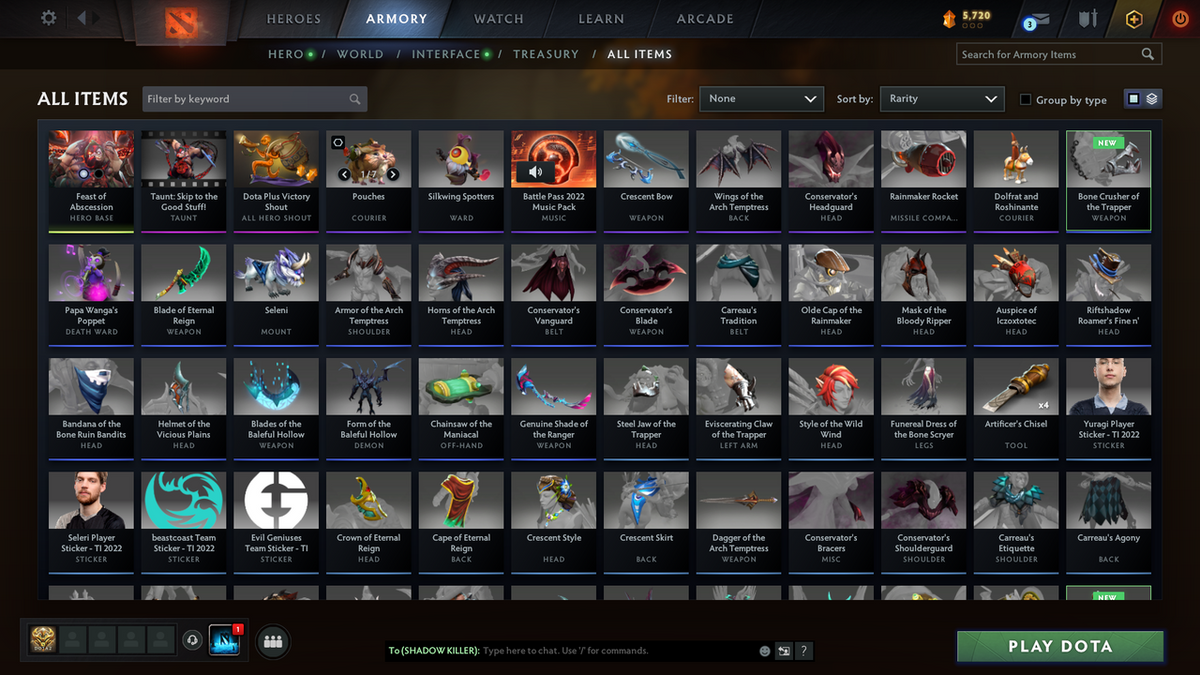 Guardian I | MMR: 884 - Behavior: 9340 | Pudge Arcana | Some Complete Sets | Fast Queue | Full Access