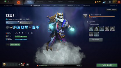 Immortal | MMR: 6523 - Behavior: 12000 | 4 Arcanas: Juggernaut, Zeus, Rubick, Monkey King | Many Exclusive Sets & Immortals Inside | Full Access | Mainpool | Trophy Level: 339 | 3500 Matches Played