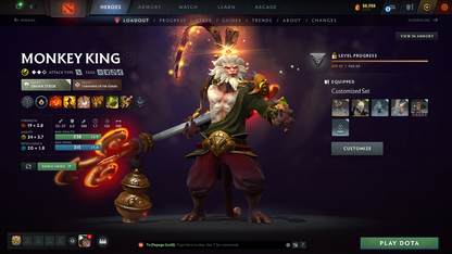 Immortal | MMR: 6523 - Behavior: 12000 | 4 Arcanas: Juggernaut, Zeus, Rubick, Monkey King | Many Exclusive Sets & Immortals Inside | Full Access | Mainpool | Trophy Level: 339 | 3500 Matches Played