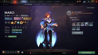 Crusader V | MMR: 2038 - Behavior Score: 12000 | 2 Arcanas: Lina & Rubick | Rare Cache Sets | Many Immortals Inside | Mainpool | Trophy Level: 253 | Full Access