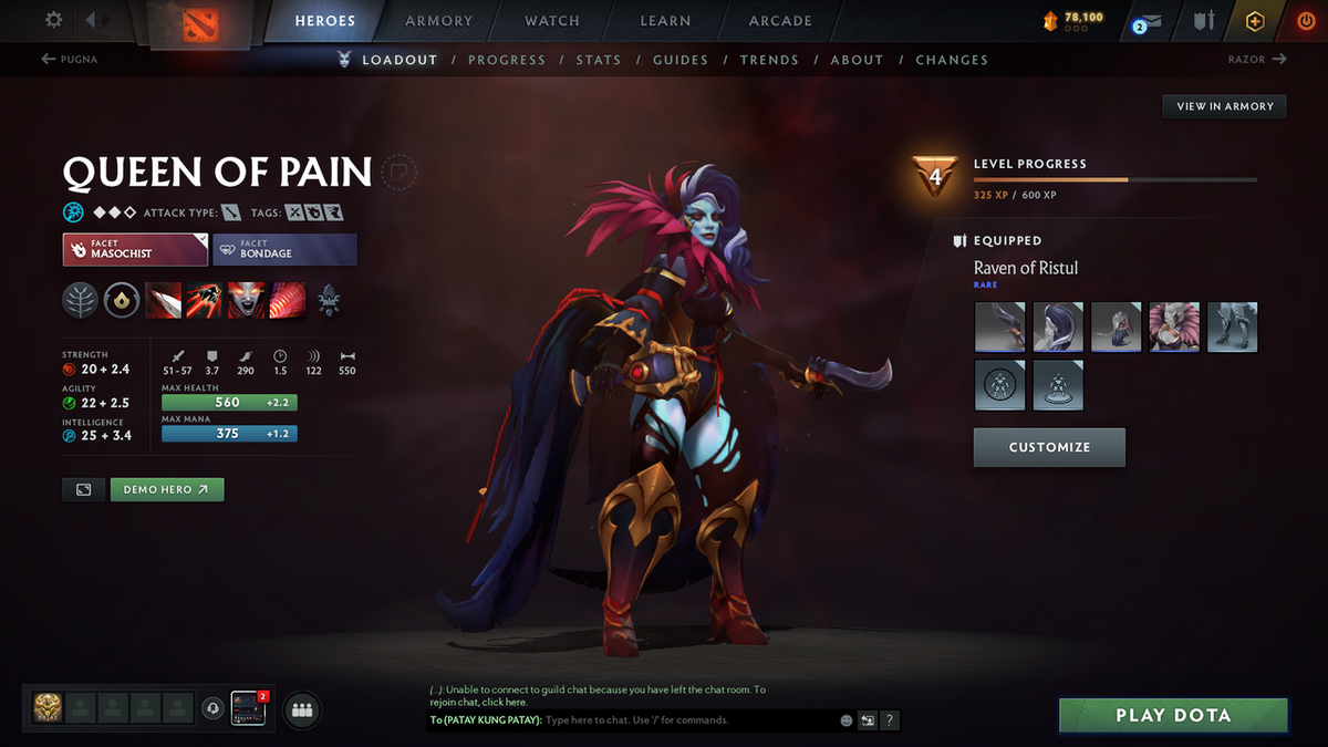 Crusader IV | MMR 2074 | Behavior 9949 | Fully Stacked with Immortals including Anti Mage's Bashers | Trophy Level: 136 | Quick Find Match | Many Items Inside | Full Access