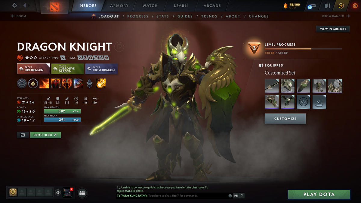 Crusader IV | MMR 2074 | Behavior 9949 | Fully Stacked with Immortals including Anti Mage's Bashers | Trophy Level: 136 | Quick Find Match | Many Items Inside | Full Access