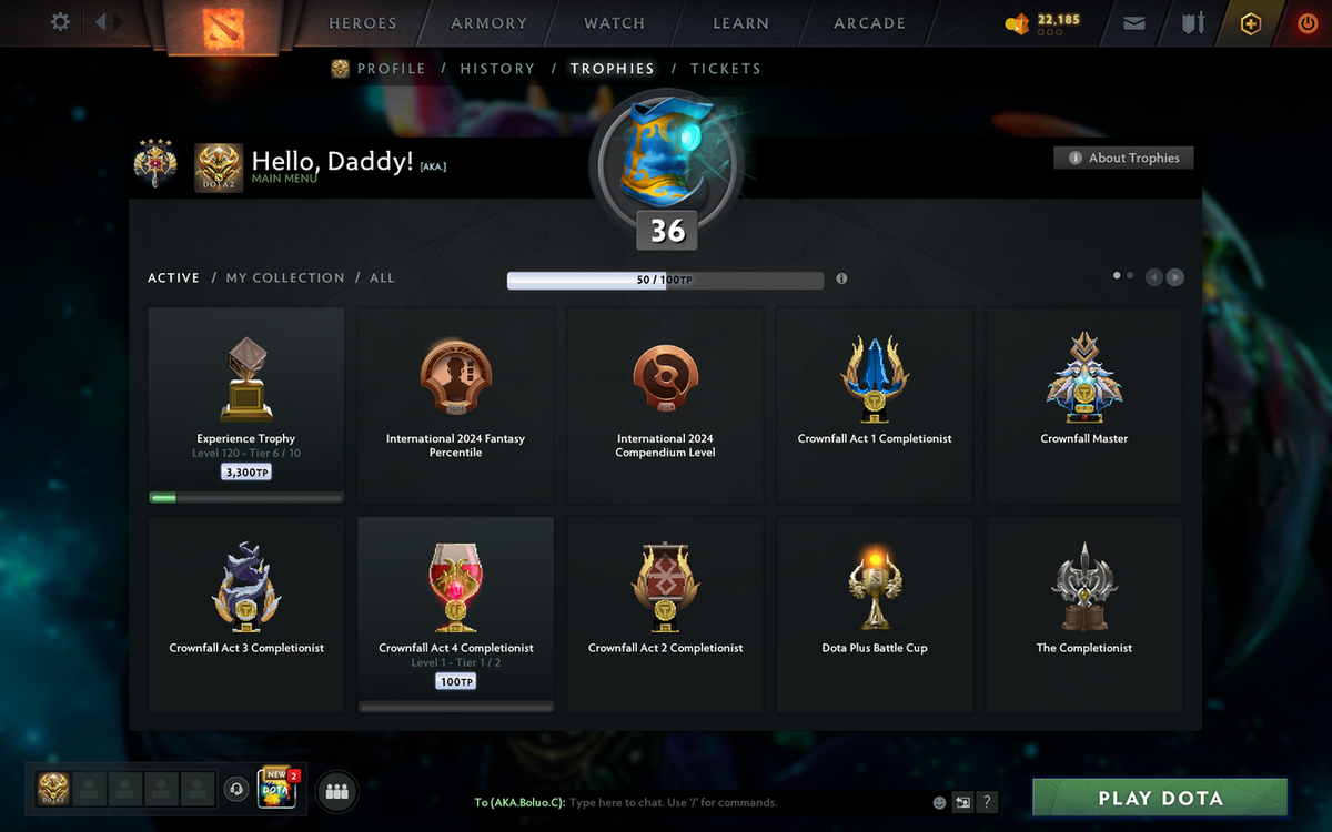 Legend IV | MMR 3619 | Behavior 10035 | x21 MMR DD TOKENS | Fully Stacked with Exclusive Sets | Trophy Level: 120 | Quick Find Match | Some Items Inside | Full Access