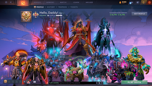 Legend I | MMR: 3108 - Behavior: 8795 | 3 Arcanas: Phantom Assassin, Legion Commander, Terrorblade | Many Cache Sets Inside | Many Immortals | Full Access | Mainpool | Trophy Level: 287+