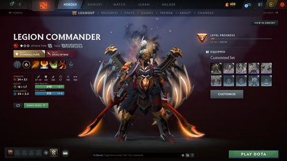 Immortal | MMR: 5842 - Behavior Score: 8395 | 4 Arcanas: Windranger, Lina, Legion, Juggernaut | Many Immortals Inside | Mainpool | Full Access | Trophy Level: 53