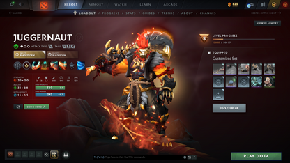 Immortal | MMR: 5842 - Behavior Score: 8395 | 4 Arcanas: Windranger, Lina, Legion, Juggernaut | Many Immortals Inside | Mainpool | Full Access | Trophy Level: 53