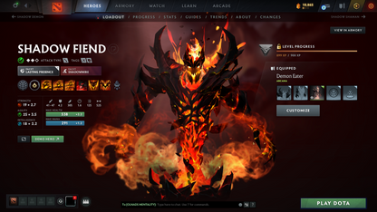 Legend I | MMR: 3074 - Behavior Score: 11970 | Shadow Fiend Arcana | Rare Cache Anti Mage | Many Immortals Inside | Mainpool | Trophy Level: 68 | Full Access