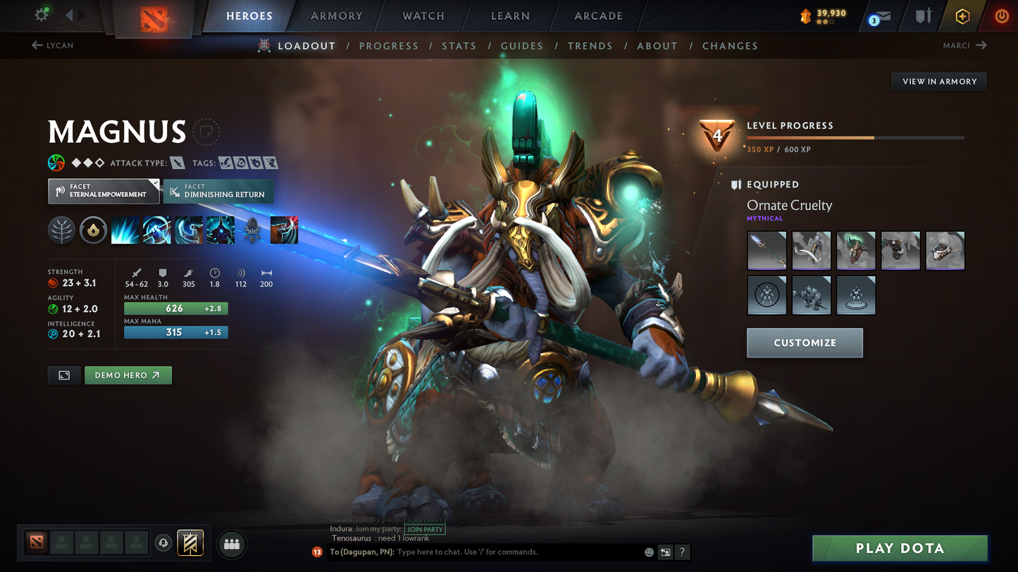 Crusader V | MMR: 2214 - Behavior Score: 8681 | Phantom Assassin Arcana | Templar Assassin and Broodmother Immortal | Full Access | Mainpool | Trophy Level: 63