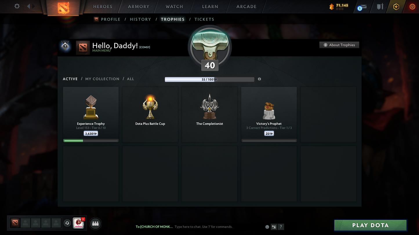 Ancient III | MMR: 4131 | Behavior Score: 10521 | 2 Arcanas: Juggernaut & Shadow Fiend | Many Immortals | Mainpool Account |