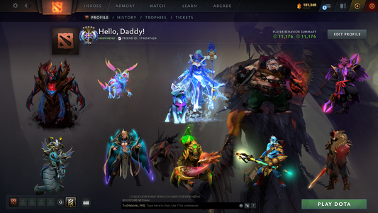 Ancient V | MMR: 4486 | Behavior Score: 11176 | Crystal Maiden Arcana | 400 Hours | Some Immortals Inside | Many Sets | High Summary Account