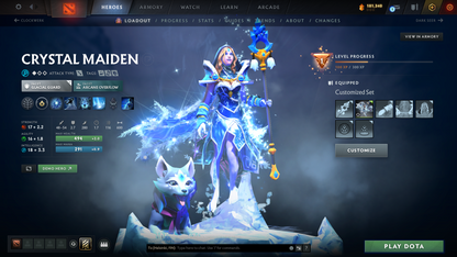 Ancient V | MMR: 4486 | Behavior Score: 11176 | Crystal Maiden Arcana | 400 Hours | Some Immortals Inside | Many Sets | High Summary Account