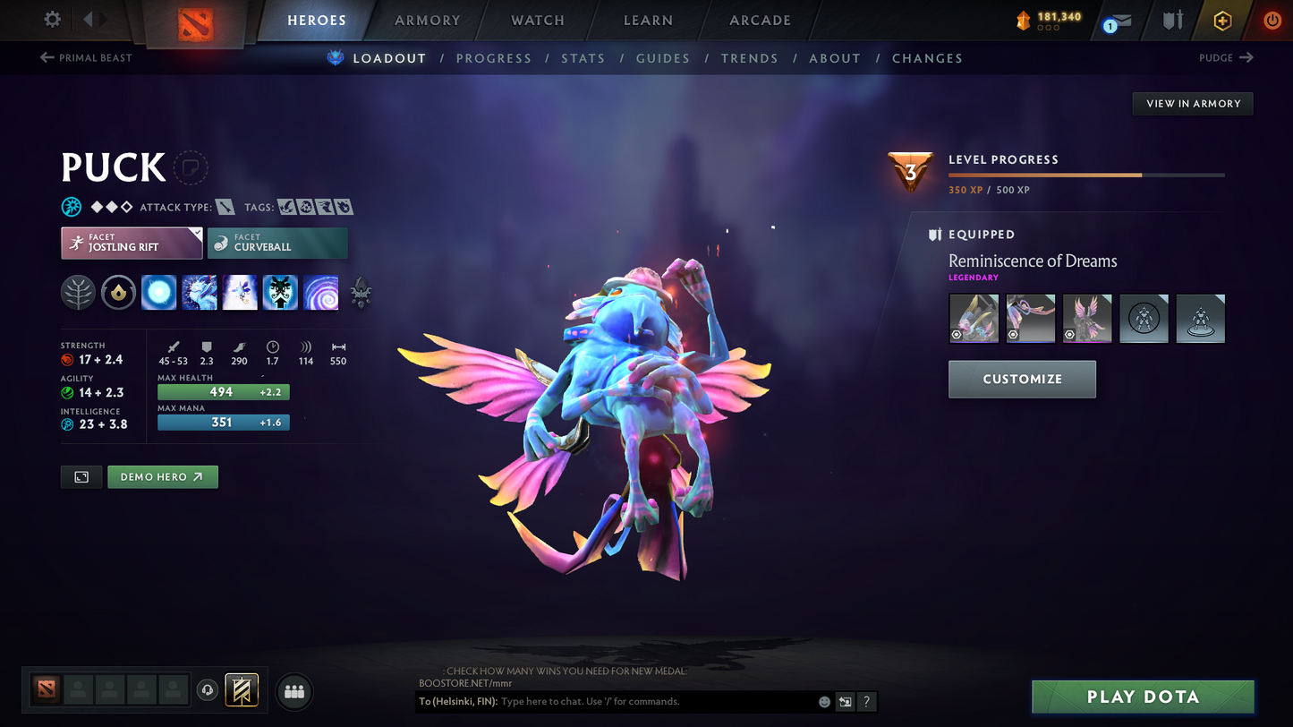 Ancient V | MMR: 4486 | Behavior Score: 11176 | Crystal Maiden Arcana | 400 Hours | Some Immortals Inside | Many Sets | High Summary Account