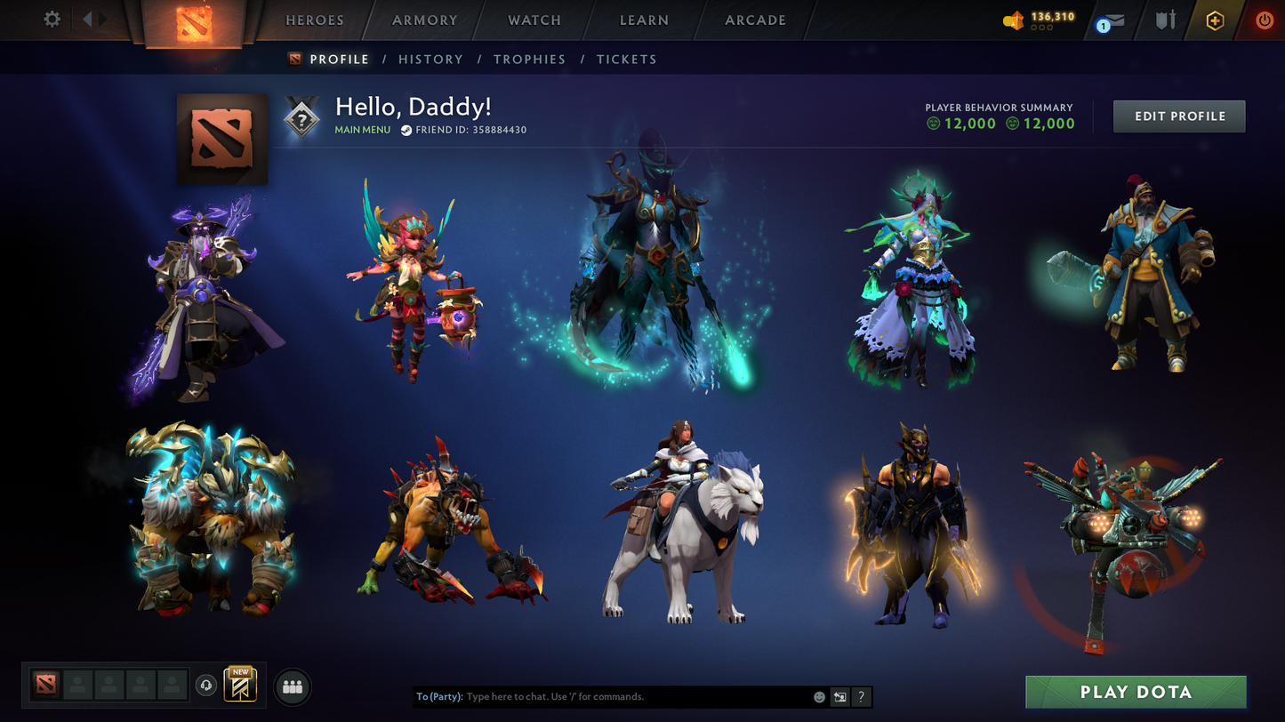 Crusader III | MMR: 1805 | Behavior Score: 12000 | Phantom Assassin Arcana | Mainpool Account | 2K+ Hours | 10th Anniversary |