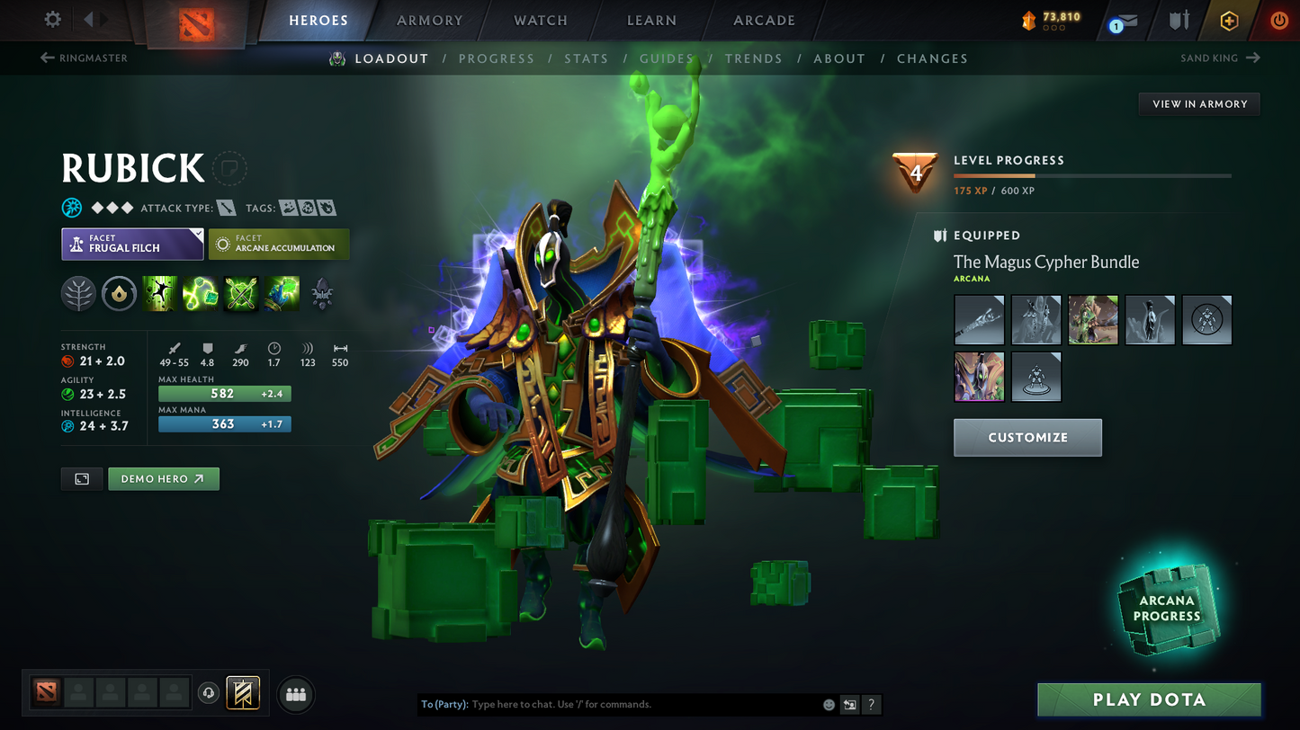 Archon V | MMR: 2885 | 3 Arcanas: Shadowfiend, Legion, Rubick | Meurta Cache | Mainpool 3000+ Hours | Many Immortals | Creep Skin