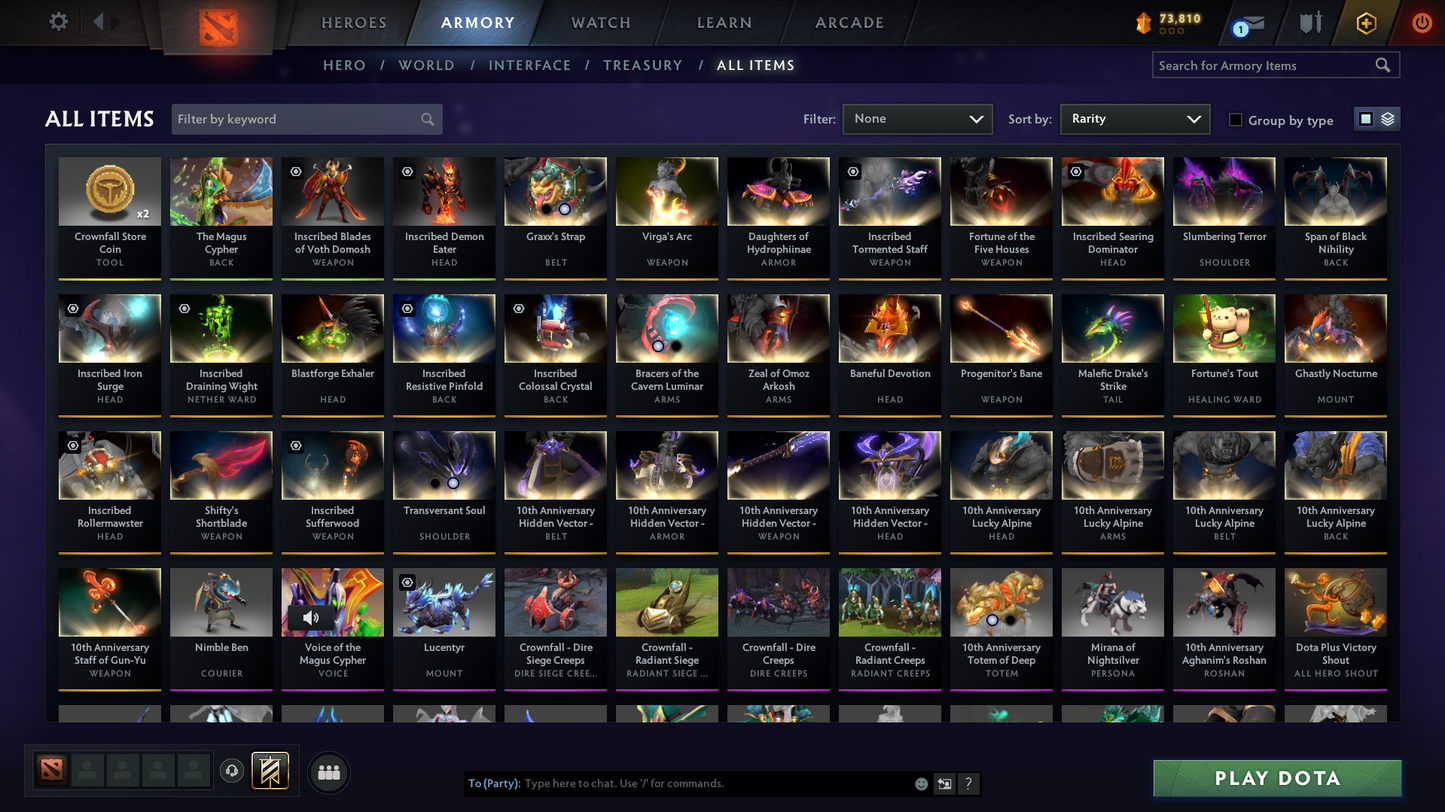 Archon V | MMR: 2885 | 3 Arcanas: Shadowfiend, Legion, Rubick | Meurta Cache | Mainpool 3000+ Hours | Many Immortals | Creep Skin