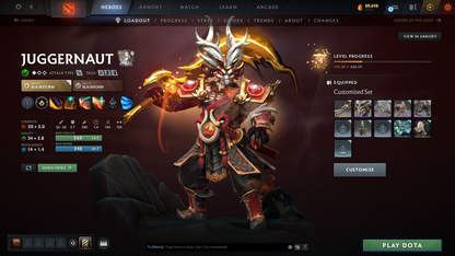 Guardian II | MMR: 1070 | Behavior Score: 8787 | Juggernaut Arcana | Mainpool | Many Immortals | Lifestealer Golden Immortals |