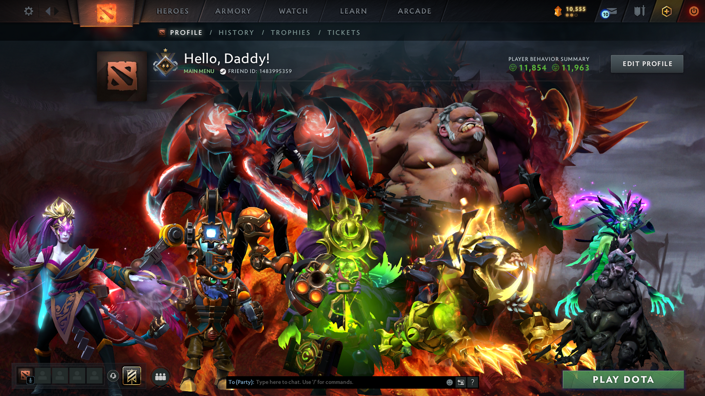 Guardian I | MMR: 713 - Behavior: 11963 | Terrorblade Arcana | Many Immortals Inside | High Behavior Score | Quick Que | Decent Sets | Full Access