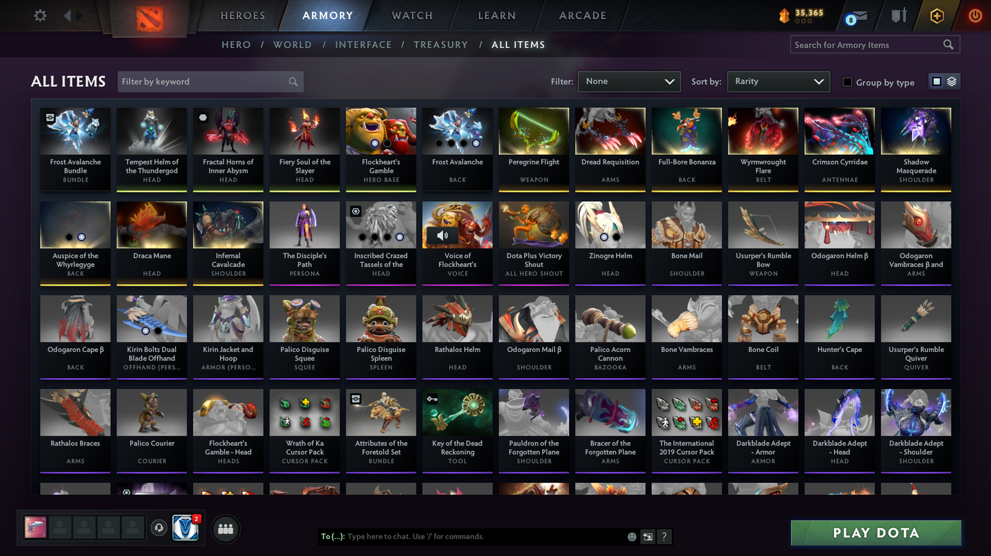Legend V | Behavior Score: 12000 | 5 Arcanas: Lina, CM, Ogre, TB, Zeus | Many Immortals | Am Persona | Mainpool | Trophy Level 50 | 1748.6 Hours | Full Access
